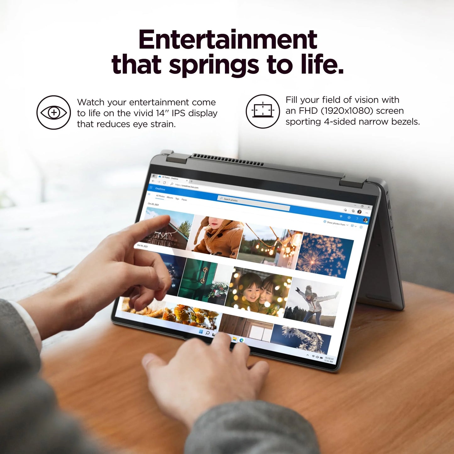 Restored  Ideapad Flex 5 14IAU7 14" WUXGA Multi-Touch, Intel Core I3-1215U, 8GB Lpddr4X, Intel UHD Graphics, 256GB SSD, Win 11 Home in S Mode, Storm Grey, 82R7003WUS