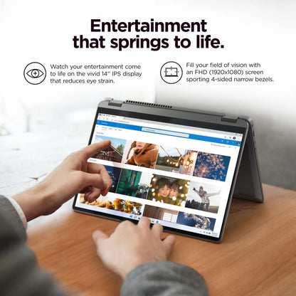 Restored  Ideapad Flex 5 14IAU7 14" WUXGA Multi-Touch, Intel Core I3-1215U, 8GB Lpddr4X, Intel UHD Graphics, 256GB SSD, Win 11 Home in S Mode, Storm Grey, 82R7003WUS